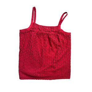 New York & Company Red Floral Print Tank Top Size Large